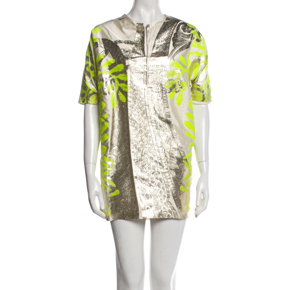 Giambattista Valli neon yellow/gold mini dress, IT40